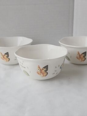 Lenox Butterfly Meadow Scalloped Rim Berry Dessert Bowls Louise Le Luyer Small